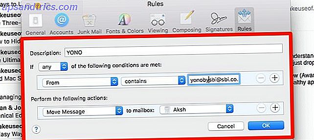 excluir spam - regras do Apple Mail