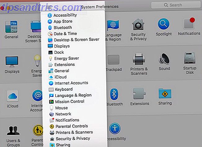 Preferenze di sistema Mac tramite mostra tutti i menu