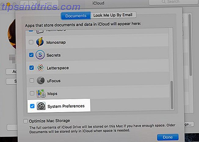 ajustes de sincronización en las Preferencias del sistema de Mac