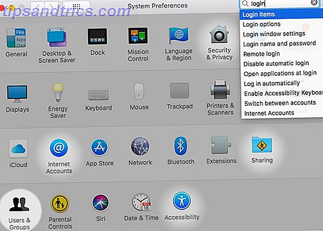 Preferencias del sistema Mac a través del cuadro de búsqueda