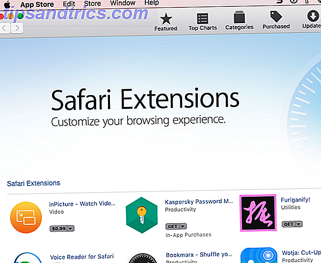 Safari utvidelser i Mac App Store