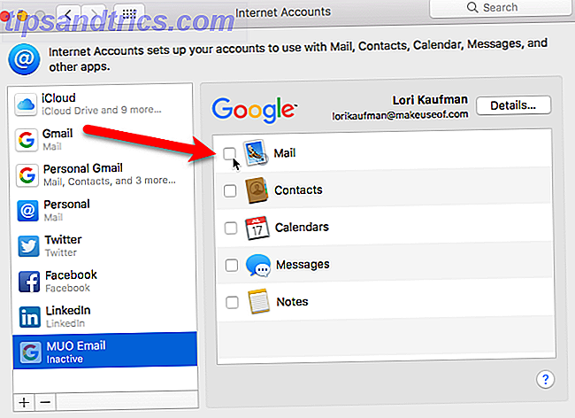 desmarque o email para tornar a conta de e-mail inativa mac