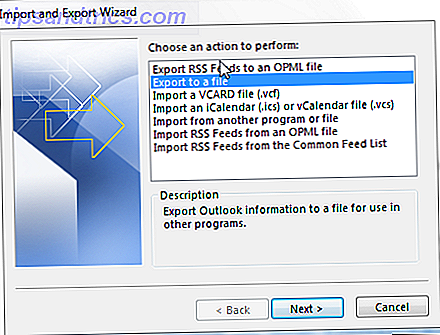 Compte d'exportation Outlook