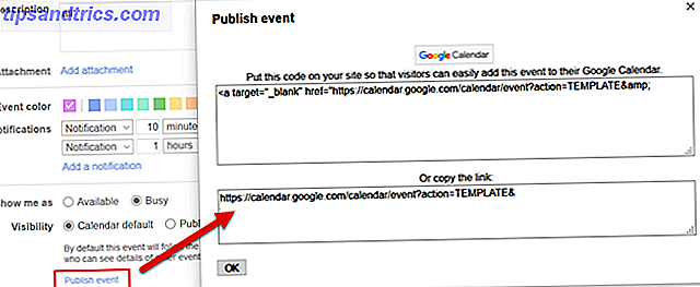 Google-kalender offentliggør begivenhedslink