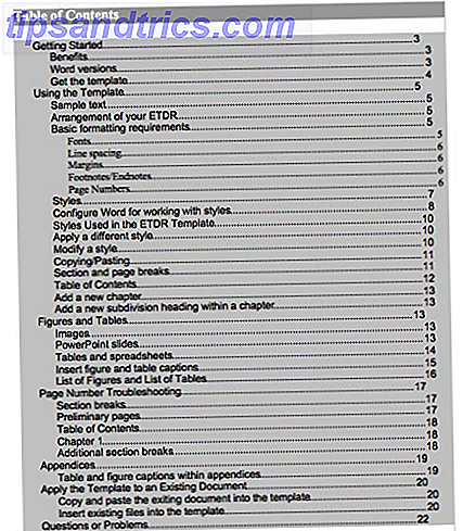 Modèle de table des matières Word Textbook