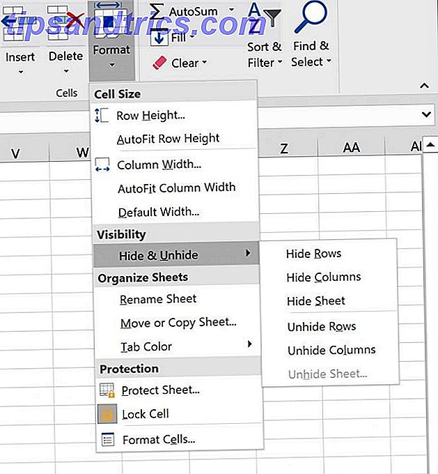 Como ocultar ou exibir colunas e linhas no Excel Excel Ocultar as colunas Unside Rows e1512419985570