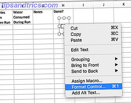contrôle de format de case à cocher dans Excel