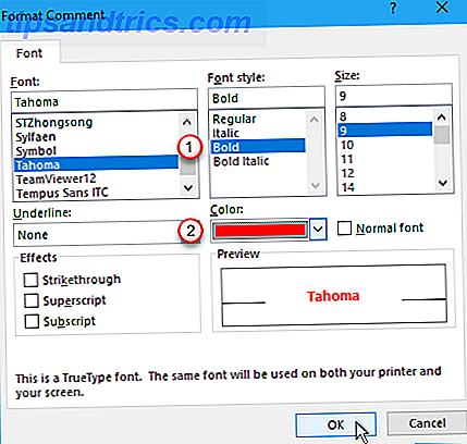 Formatta la finestra di dialogo Commento in Excel
