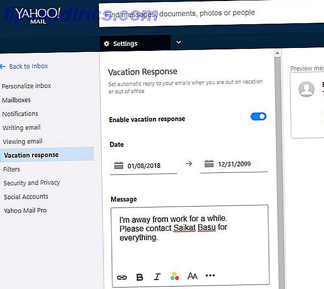 Hvordan sette opp "Off of Office" Svar i Yahoo Mail Yahoo Mail Out of Office