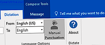 Opción de puntuación manual en la pestaña Dictado de Outlook