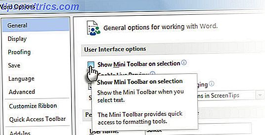 Inaktivera Mini Toolbar