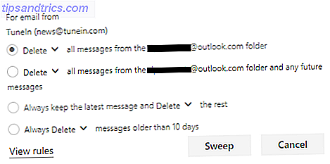 outlook.com har e-mail-sweep-regel