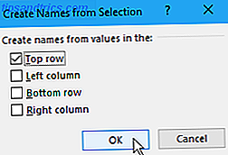 Caixa de diálogo Criar nomes da seleção