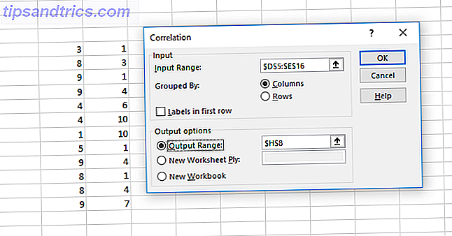 hvordan man finder korrelationskoefficient i Excel