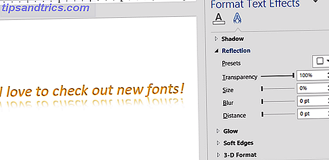 Font Reflections Word