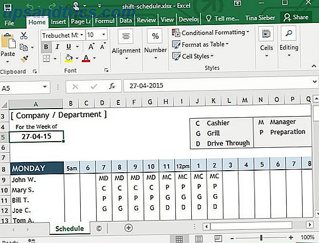 Skift skema Excel skabelon