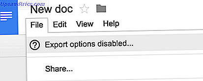 Options d'exportation désactivées dans Google Drive