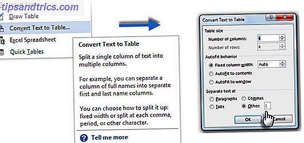 Word 2013 - Konverter tekst til tabell