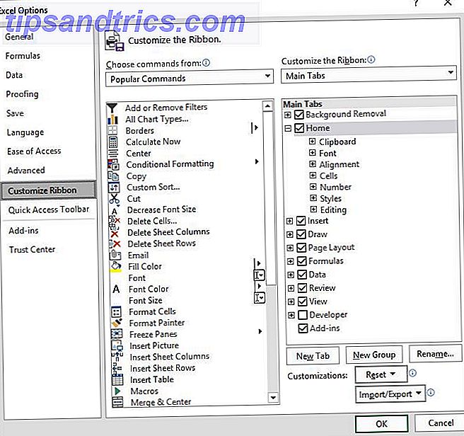 El tutorial de programación de Excel VBA para principiantes Excel Opciones personalizadas de cinta