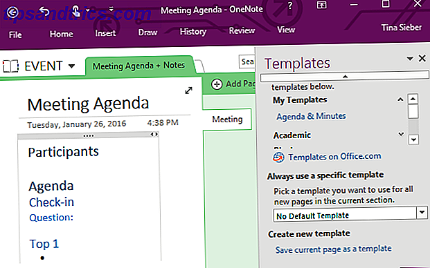 Modèle de calendrier de réunion OneNote