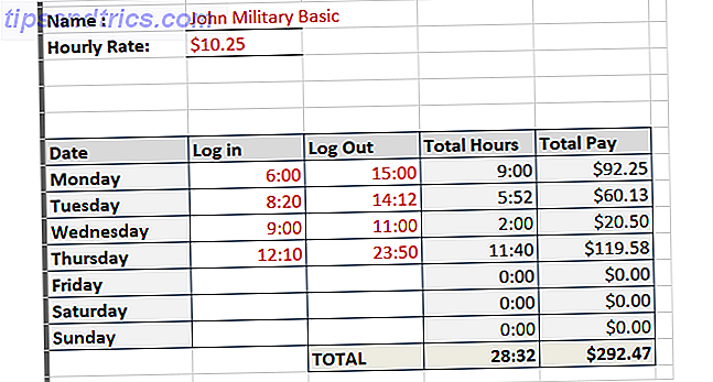 Timesheet Vorlage Track Stunden militärische Zeit keine Unterbrechungen Excel