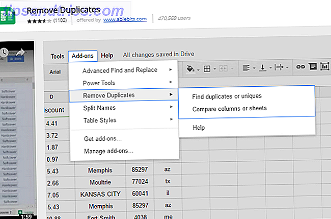 Complementos do google sheets - Remover duplicações