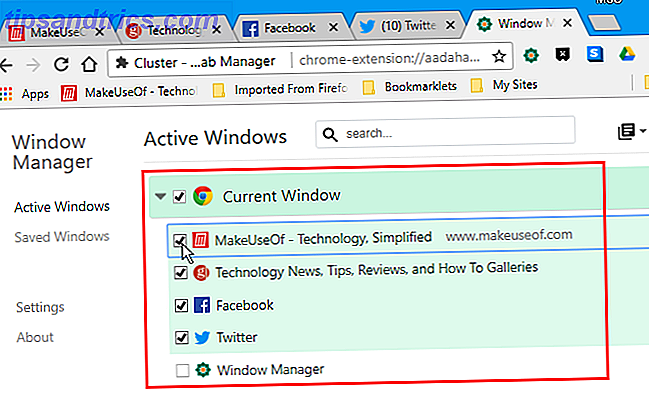 Vælg faner på Active Windows i Cluster