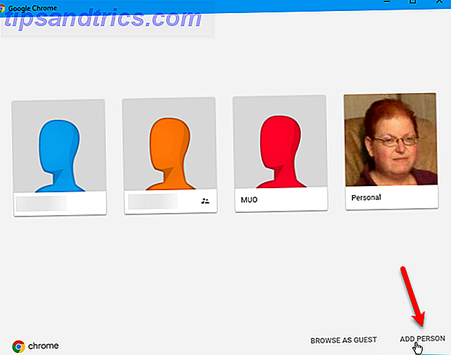 Klik på Tilføj person i dialogboksen Profiler i Chrome