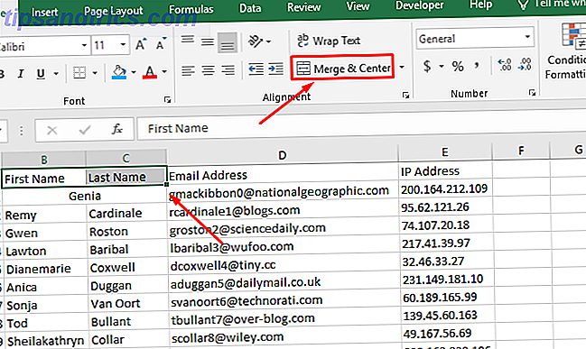 hvordan å slå sammen celler i Excel - Excel Merge & Center-knappen