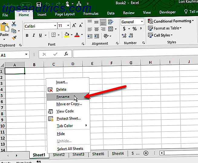 Benennen Sie eine Excel-Arbeitsblatt-Registerkarte um