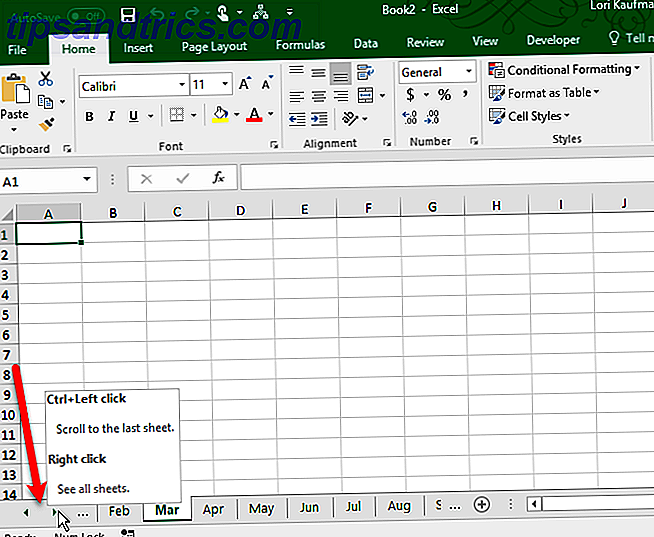 bläddra igenom Excel-arket