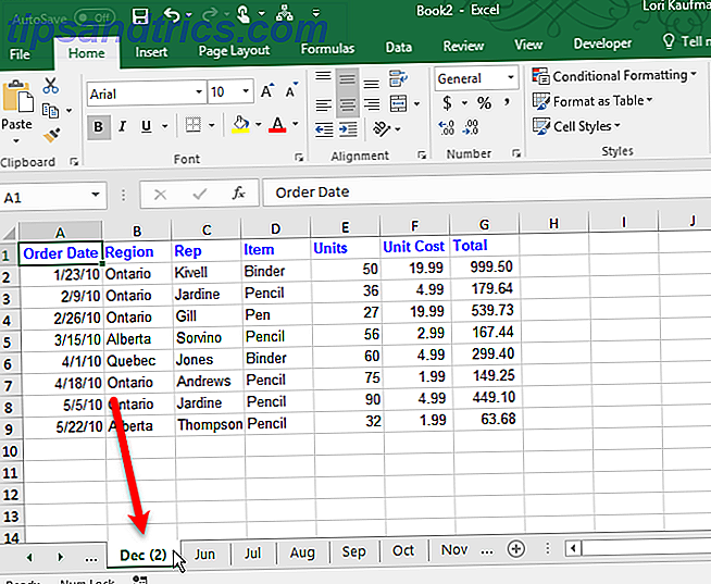 Kopieren Sie eine Excel-Arbeitsblatt-Registerkarte