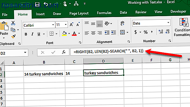 excel-tekstfuncties - afzonderlijke tekst in meerdere cellen