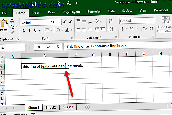Excel tekstfunktioner - Indtast en linjeskift i en celle