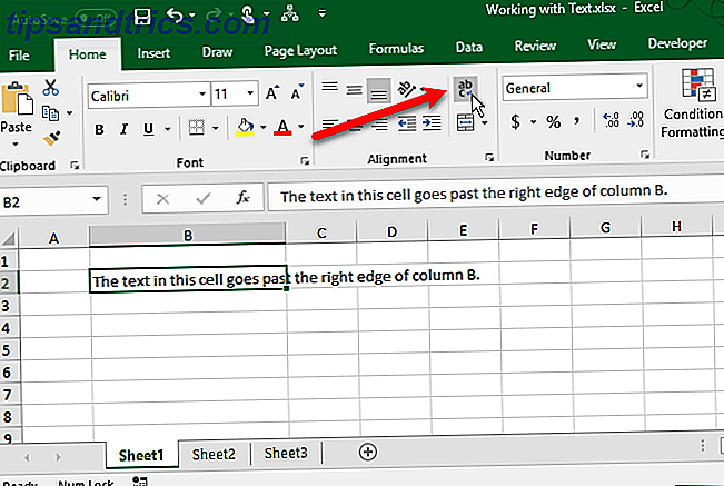 Funzioni di testo Excel - Fai clic sul pulsante Wrap Text