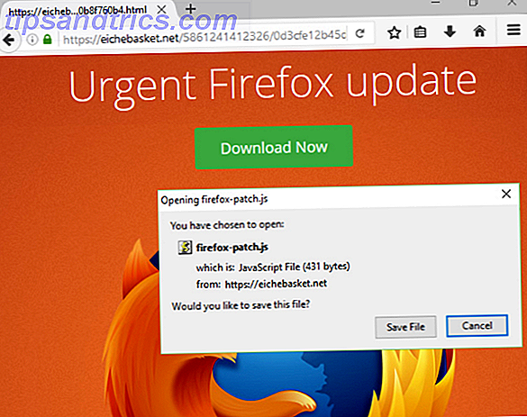 detectar falsificaciones en línea: página falsa de actualización de Firefox