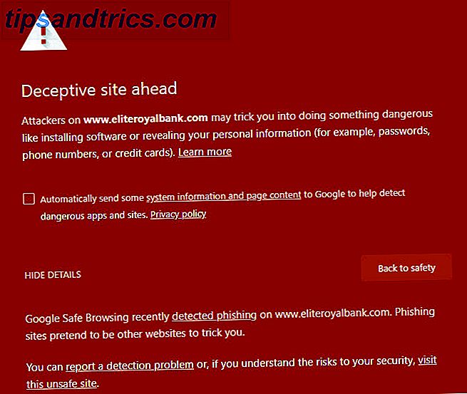 detectar falsificaciones en línea - Chrome Fake Website