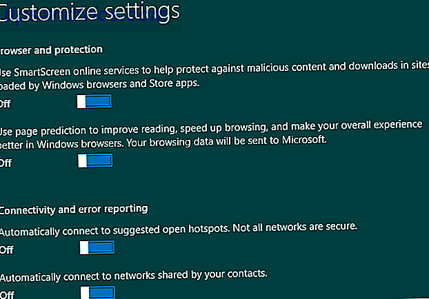 Windows 10 tilpasse installationsbrowsere, forbindelse, fejlrapporter