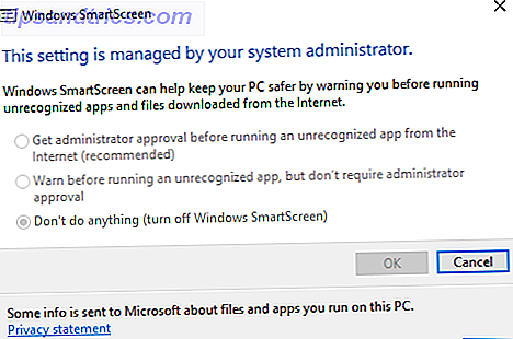 Configurações do SmartScreen do Windows 10