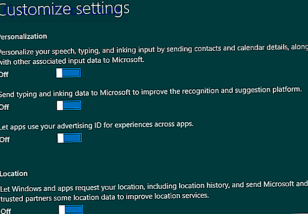 Windows 10 tilpasser installationspersonalisering og placeringsindstillinger