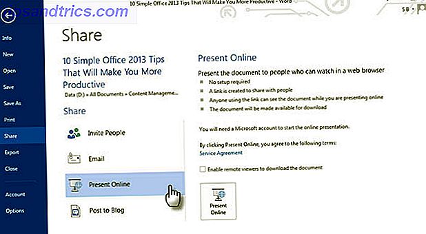 Consejo de productividad de Office # Presente en línea