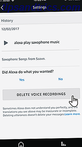 Amazon Echo solo registra y almacena la palabra de activación y el comando de voz que sigue.  Puede ver el registro completo de las solicitudes de voz y eliminarlas si es demasiado sospechoso.