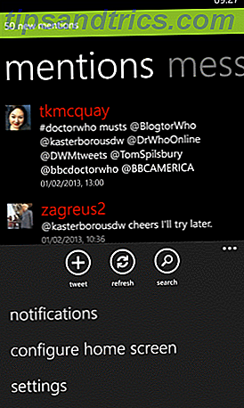 aplicación de Twitter de Windows Phone