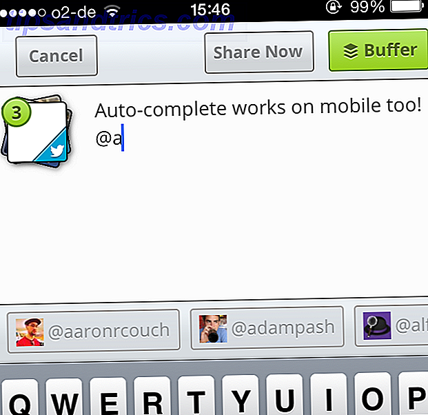 Buffer Εισάγει Smart Twitter Auto-Complete αυτόματη πλήρη κινητό