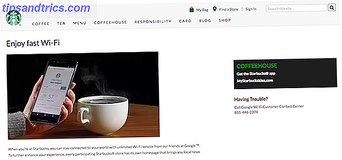 Página de promoción de Wi-Fi de Starbucks