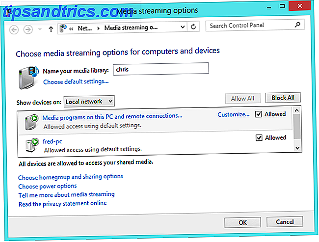 Windows 8.1 dlna opciones de transmisión de medios