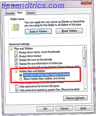 Πώς να αποκρύψετε και να προστατεύσετε τα δεδομένα σας στα παράθυρα των Windows 7 Επιλογές φακέλων