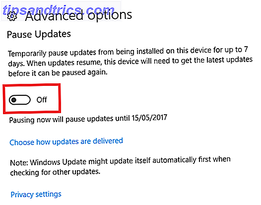 Windows 10 diffère les mises à jour