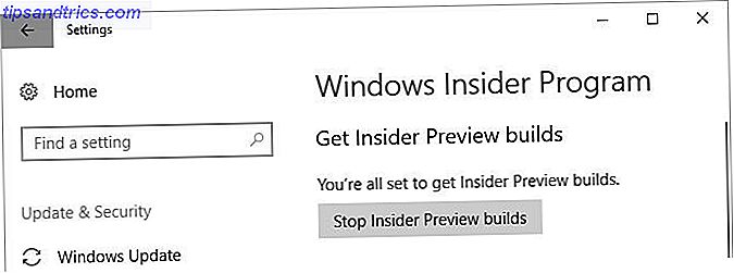 Windows 10 Stop Insider Preview bygger