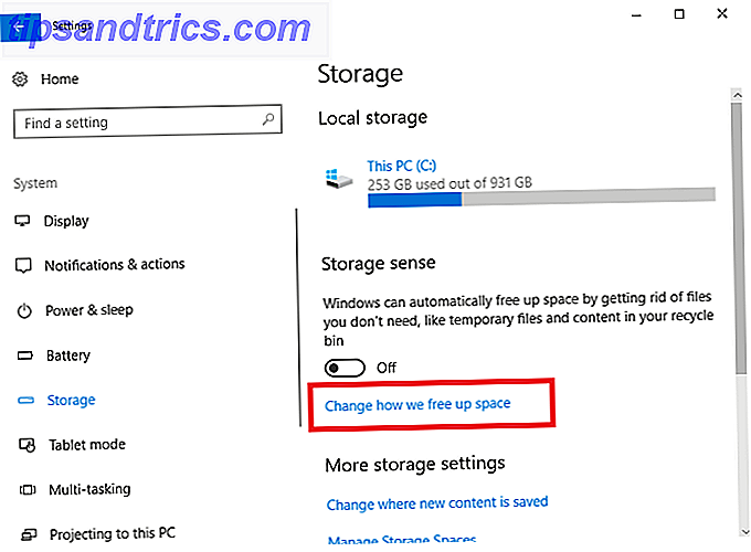 espacios de almacenamiento del sistema de configuraciones de Windows 10